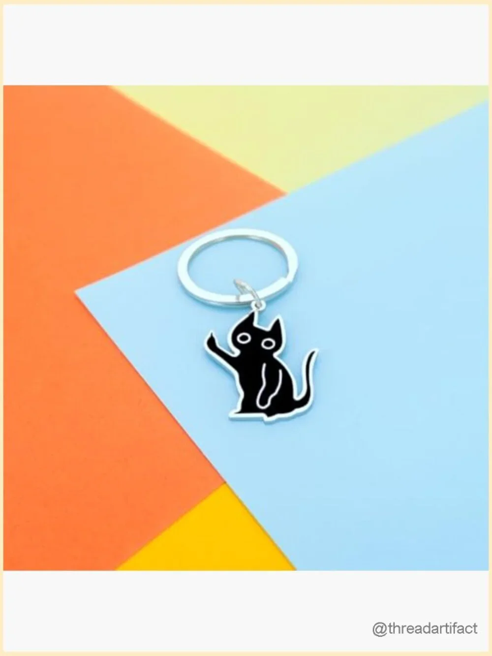 Gothic Cat Keychain with Middle Finger - Funny Cat Lover Gift, Sarcastic